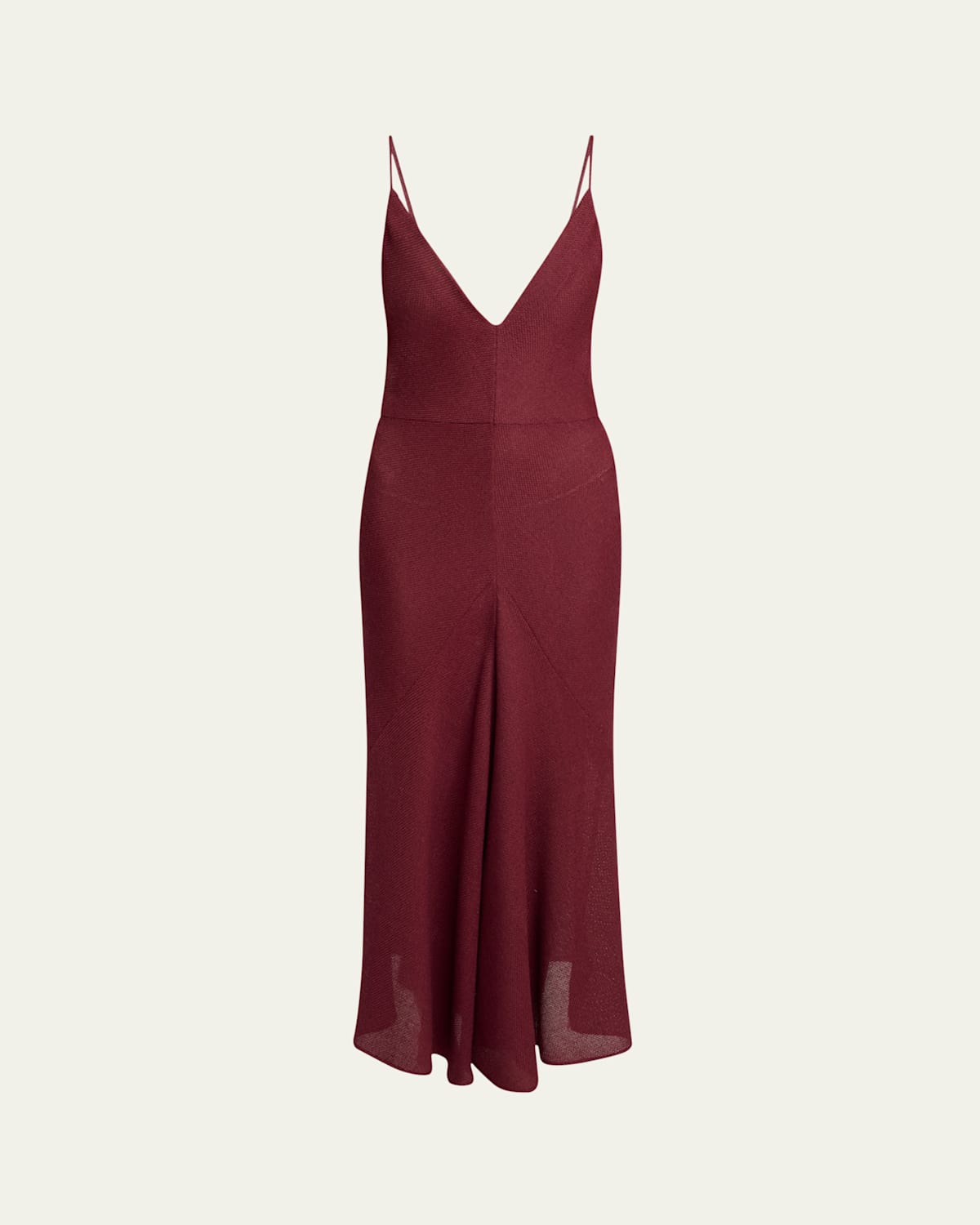 Gabriela Hearst Brigita Backless Fluted Alpaca Slip Dress In Bordeaux