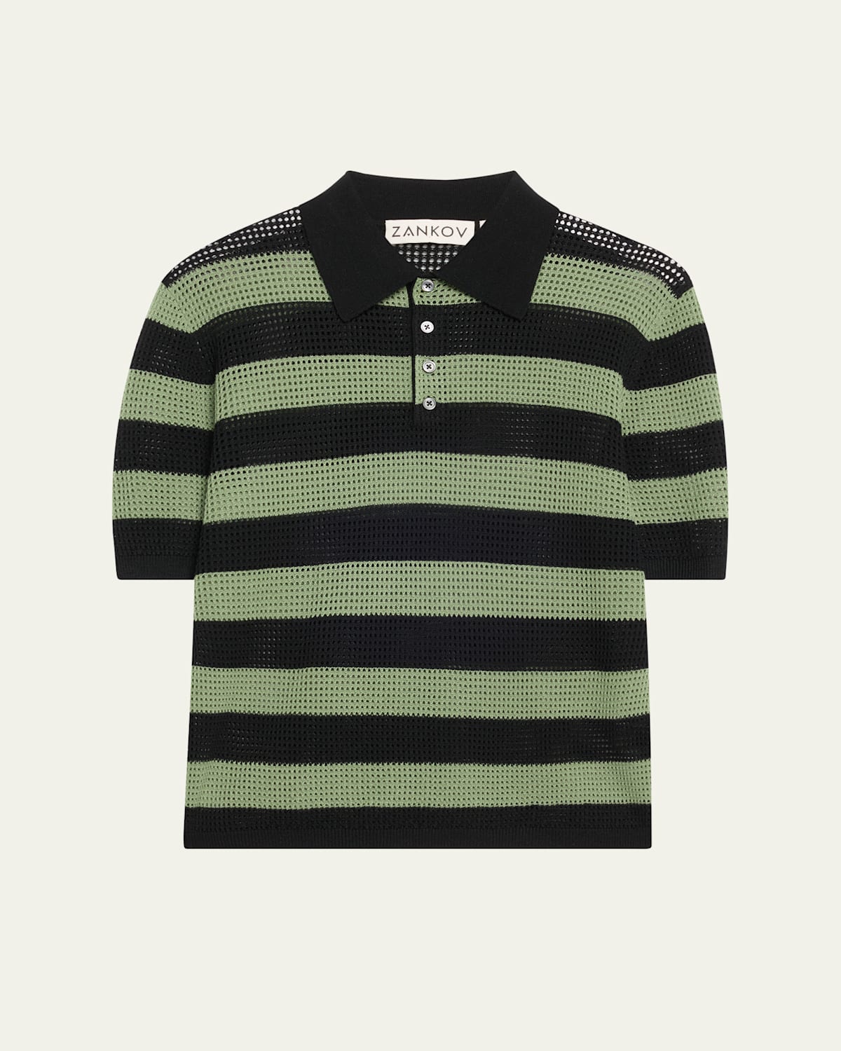 ZANKOV LUKE STRIPE MERINO WOOL POLO TOP 