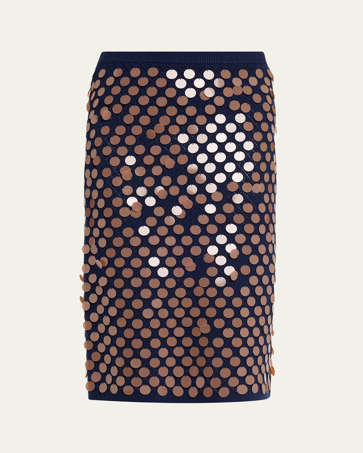 Zankov Matteo Sequined Wool-blend Pencil Skirt In Navy/chocolate