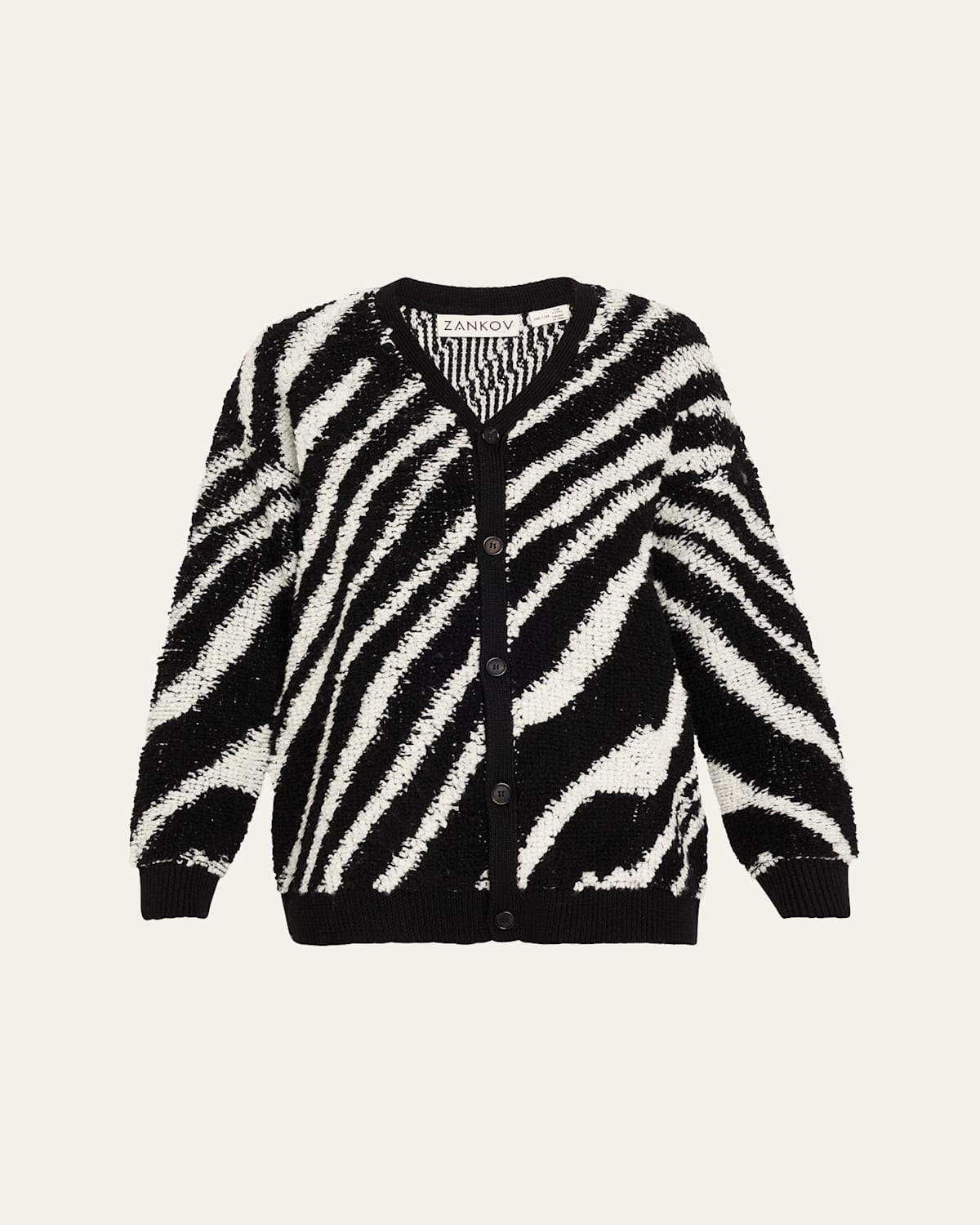ZANKOV CHRISTIAN STRIPE MOHAIR WOOL CARDIGAN 