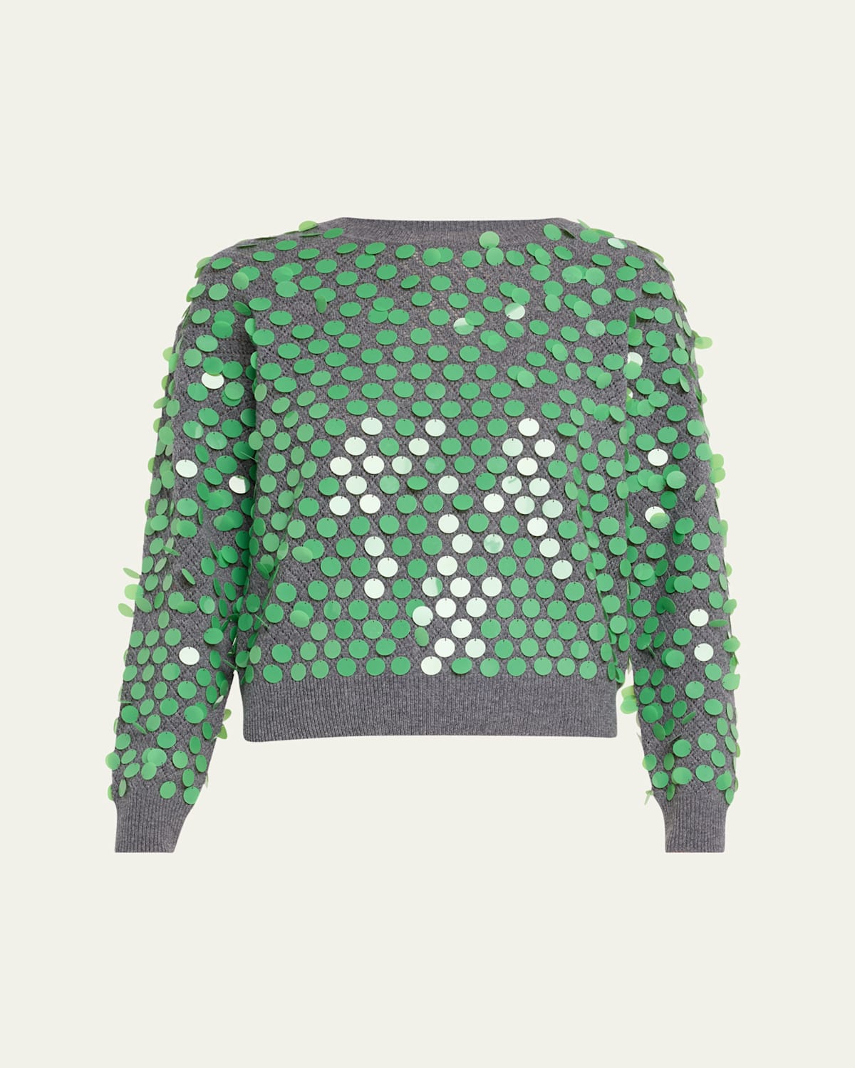 Shop Zankov Ilaria Sequined Wool Sweater In Grey Melange