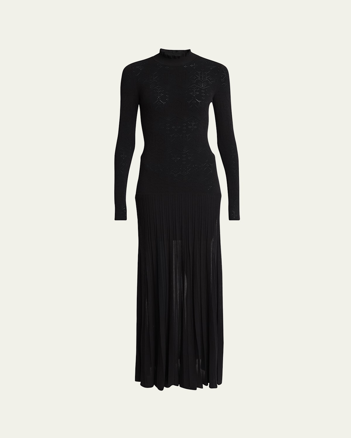 Isabel Marant Gisole Long-sleeve Drop-waist Pleated Skirt Maxi Dress In Black