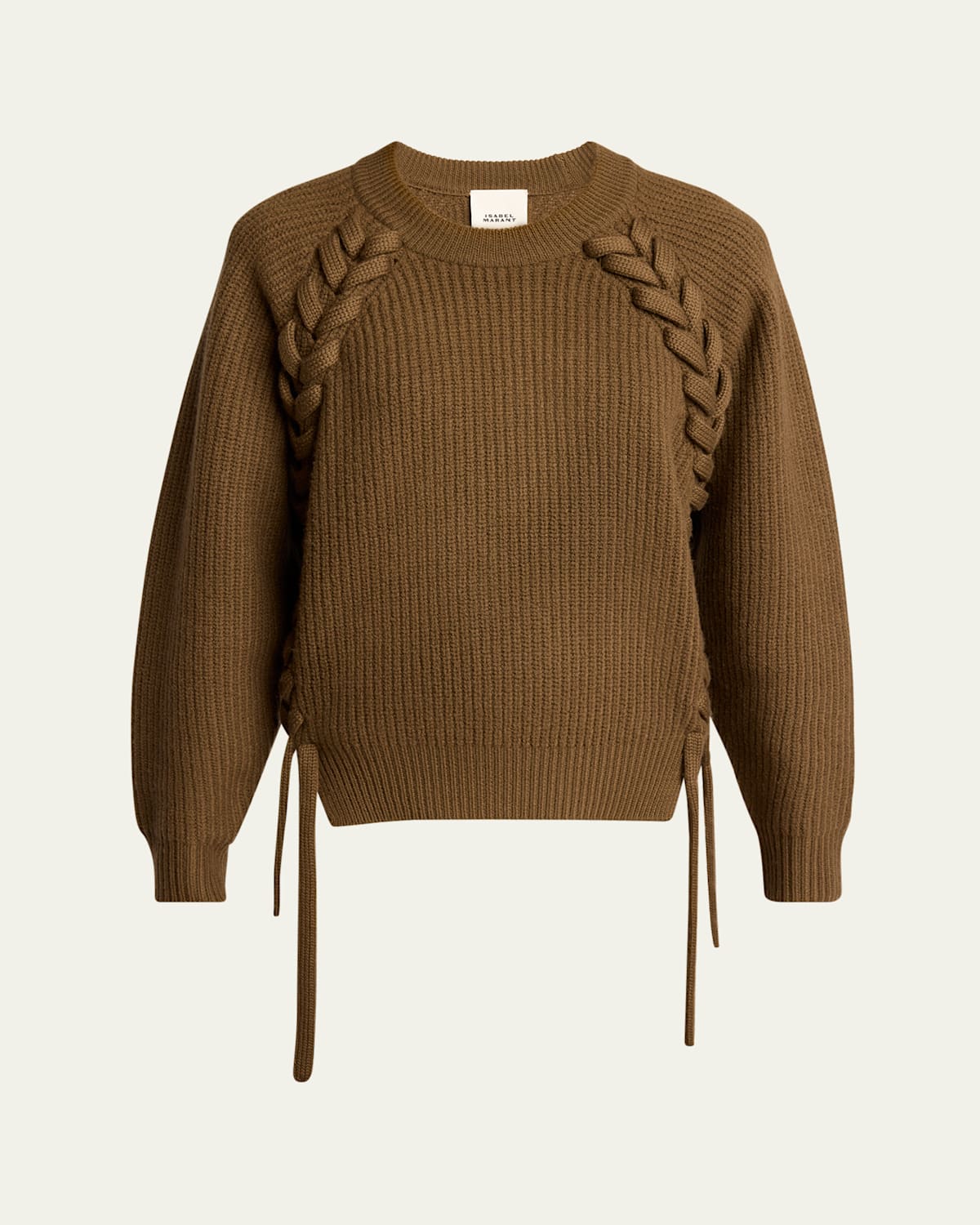 Isabel Marant Noelia Laced Rib Crewneck Sweater In Bronze