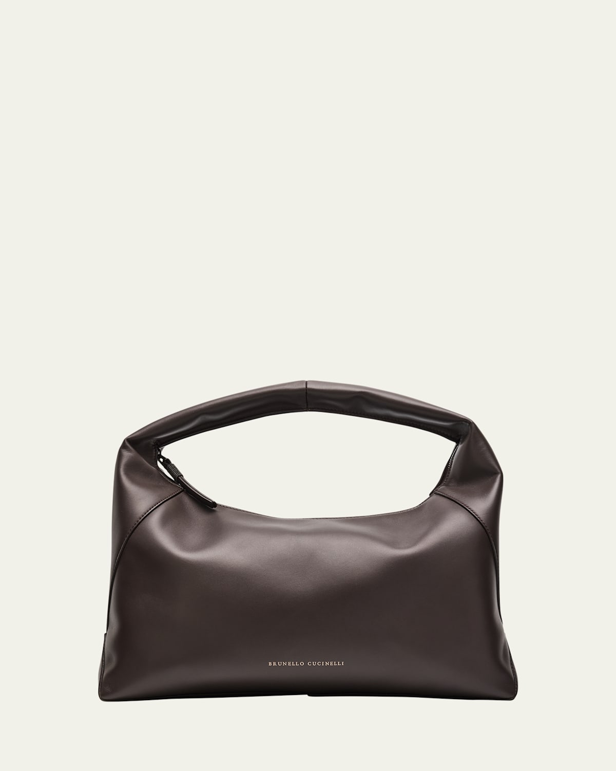 BRUNELLO CUCINELLI ZIP CALF LEATHER HOBO BAG 
