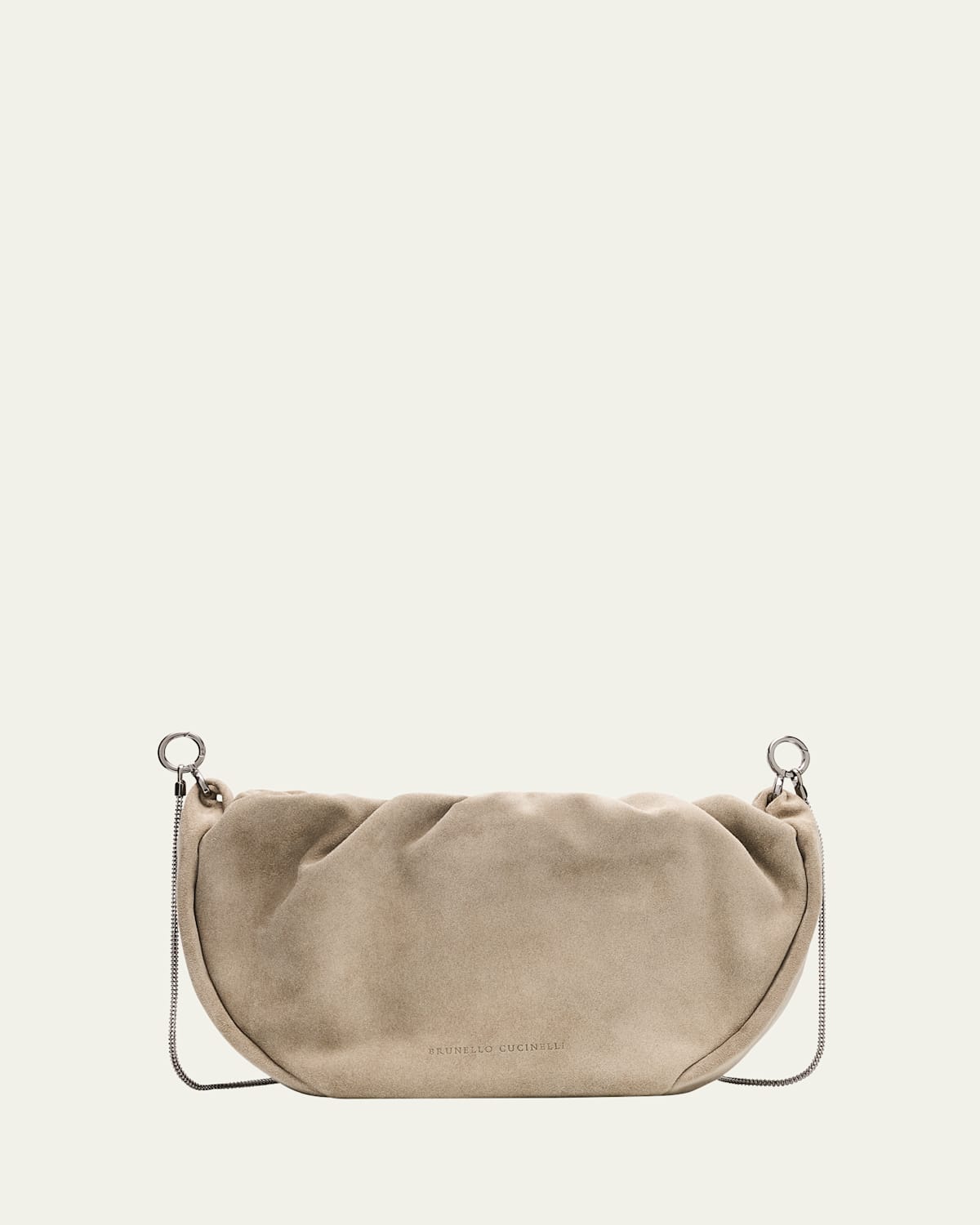 BRUNELLO CUCINELLI MONILI RUCHED SUEDE SHOULDER BAG 