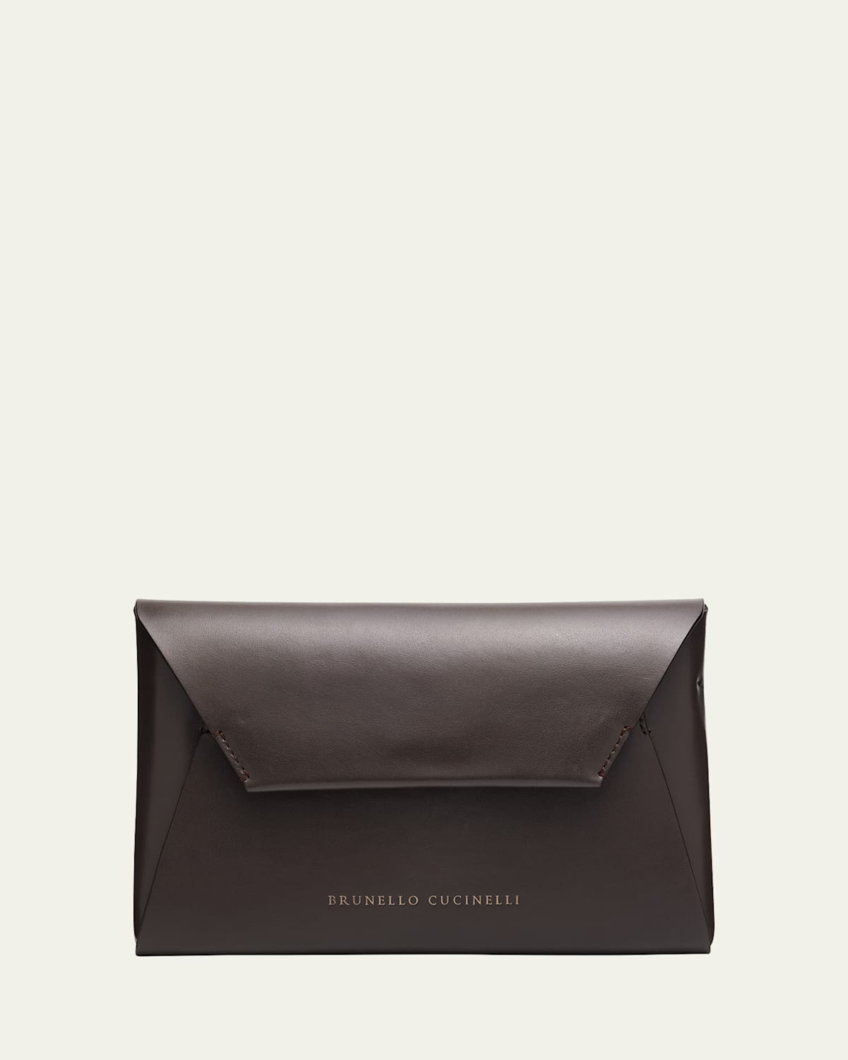 BRUNELLO CUCINELLI ENVELOPE FLAP LEATHER CLUTCH BAG 