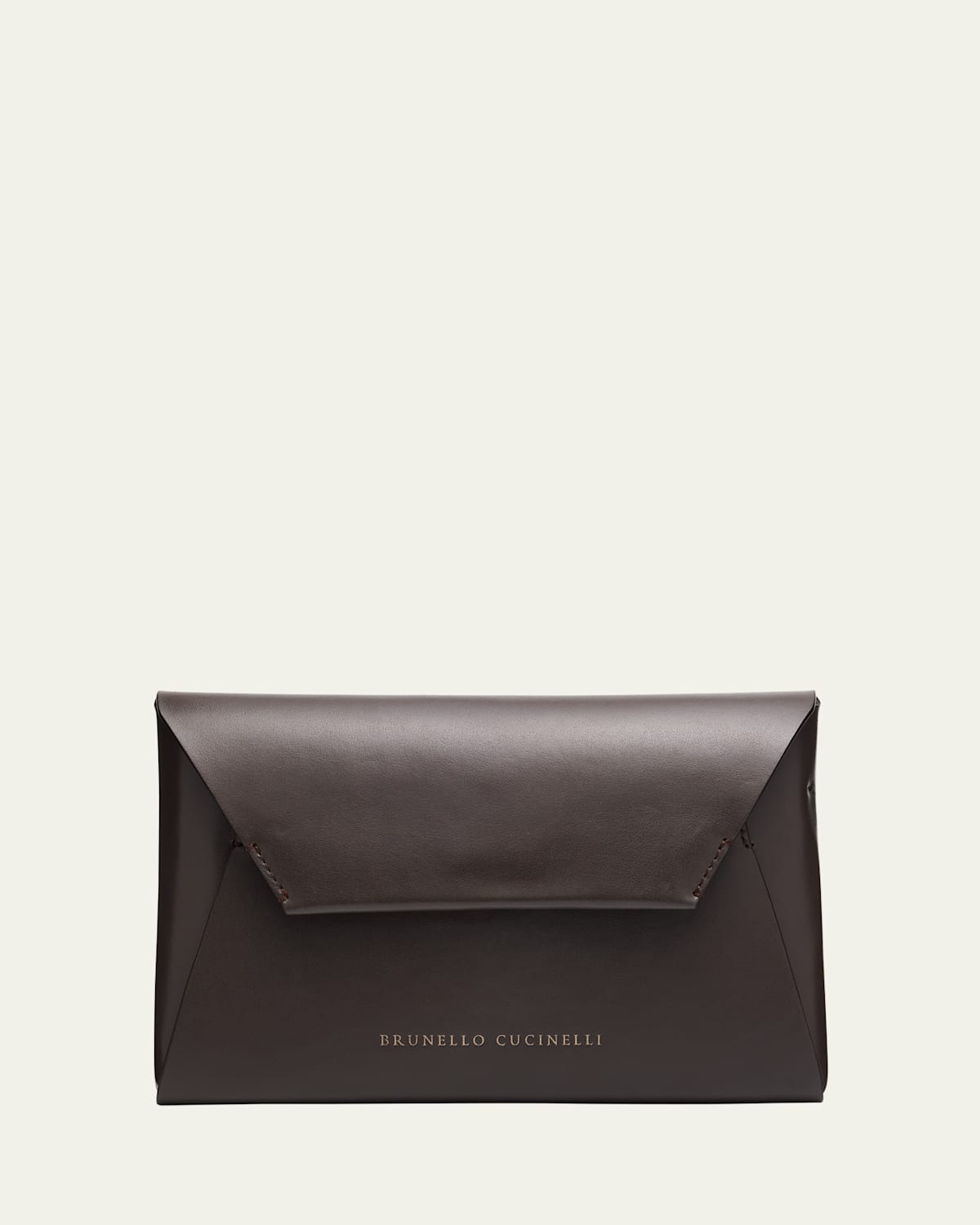 BRUNELLO CUCINELLI ENVELOPE FLAP LEATHER CLUTCH BAG 