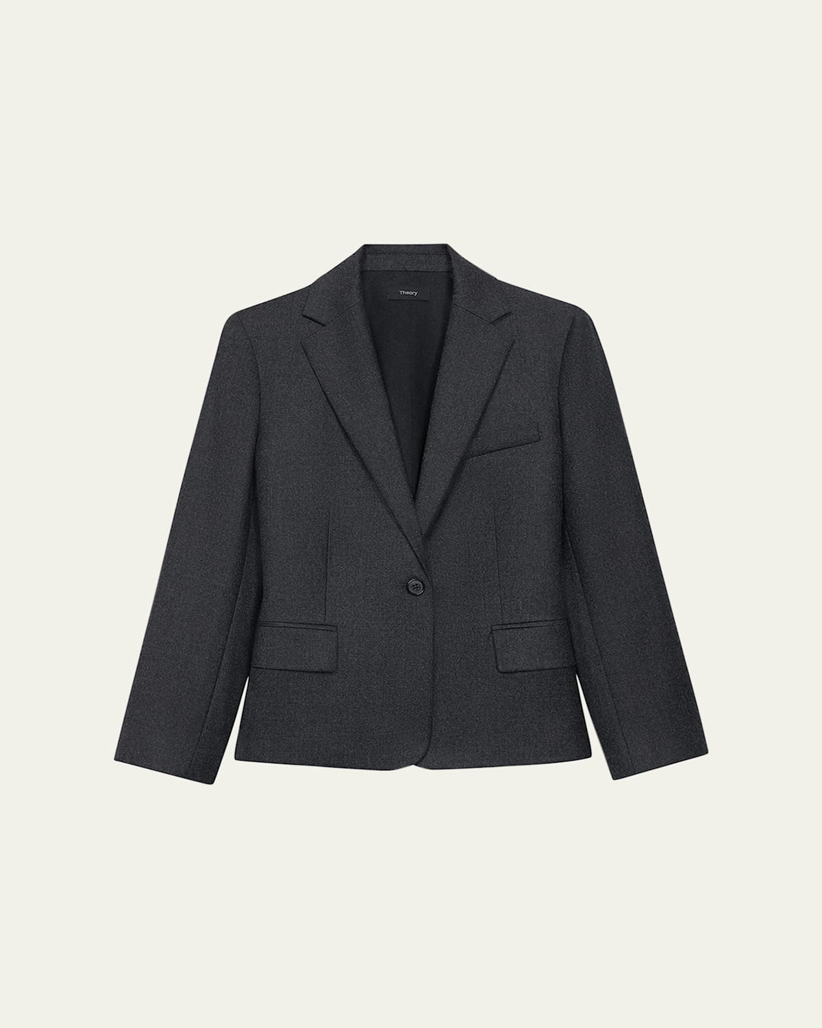 Theory Flannel One-button Slim Jacket In New Charcoal Melange