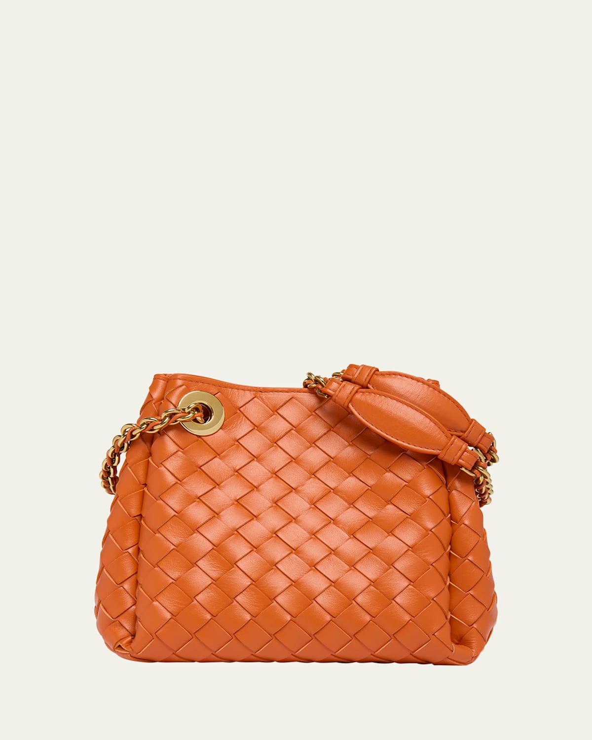 Bottega Veneta Small Parachute Leather Shoulder Bag In 7592 Burned Orange-mb