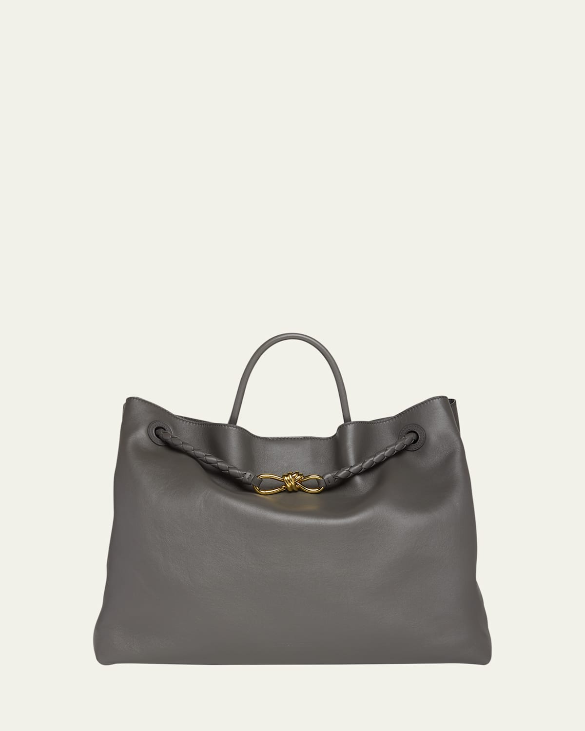 Bottega Veneta Large Andiamo Leather Top-handle Bag In Lapilli Travertine