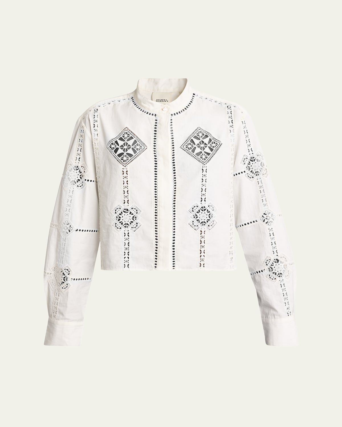 ISABEL MARANT SERENA OPENWORK POPLIN CROPPED TOP 