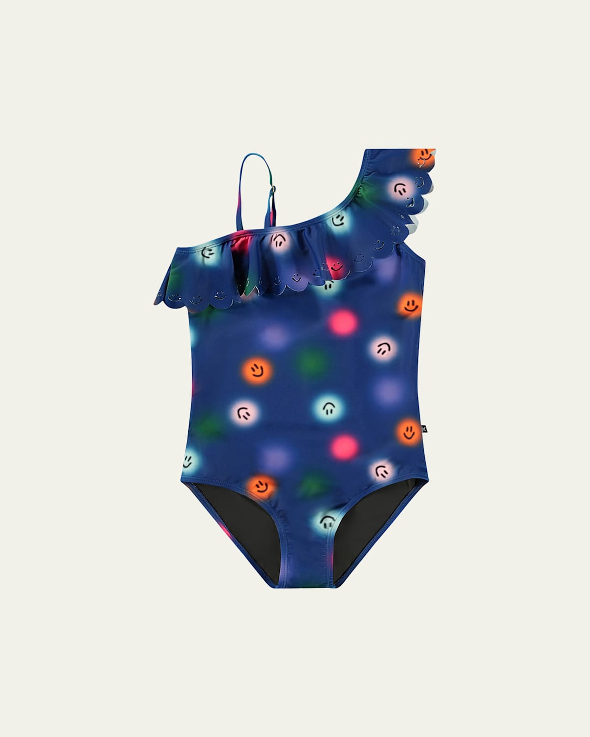 Girl's Net Ruffled One-Shoulder One-Piece Swimsuit, Size 8-14