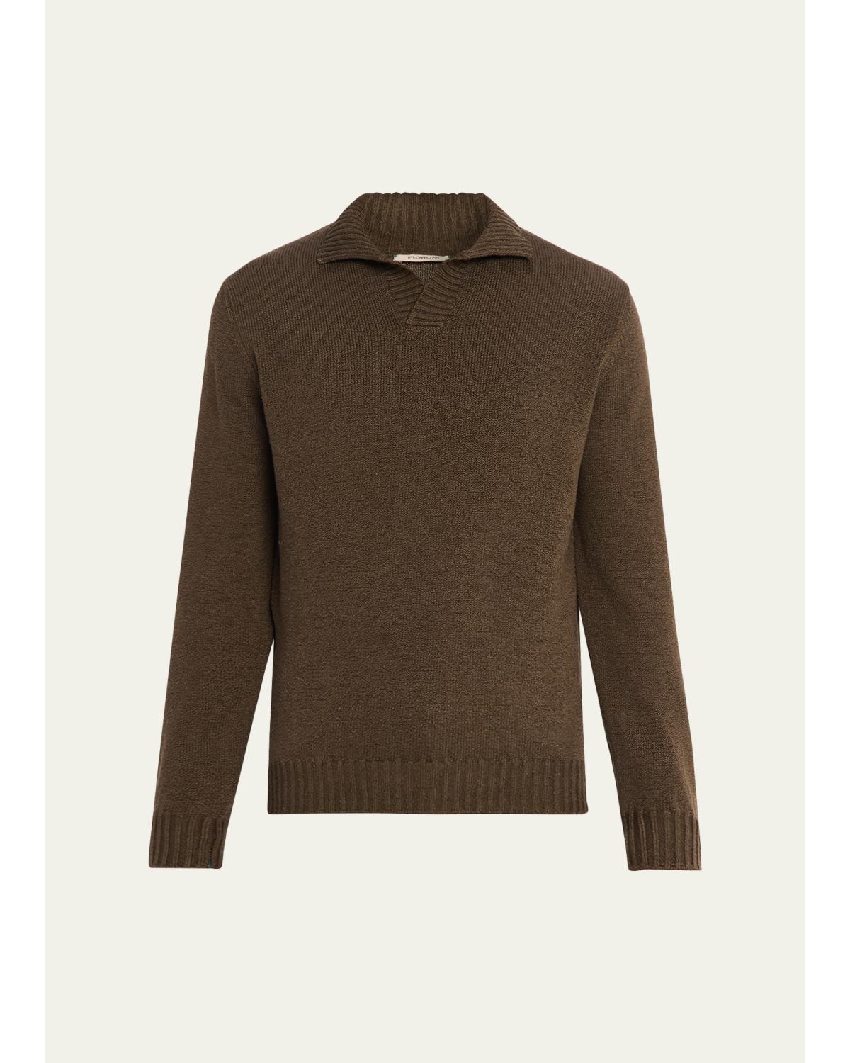 Men'S Cotton Johnny Collar Polo Sweater