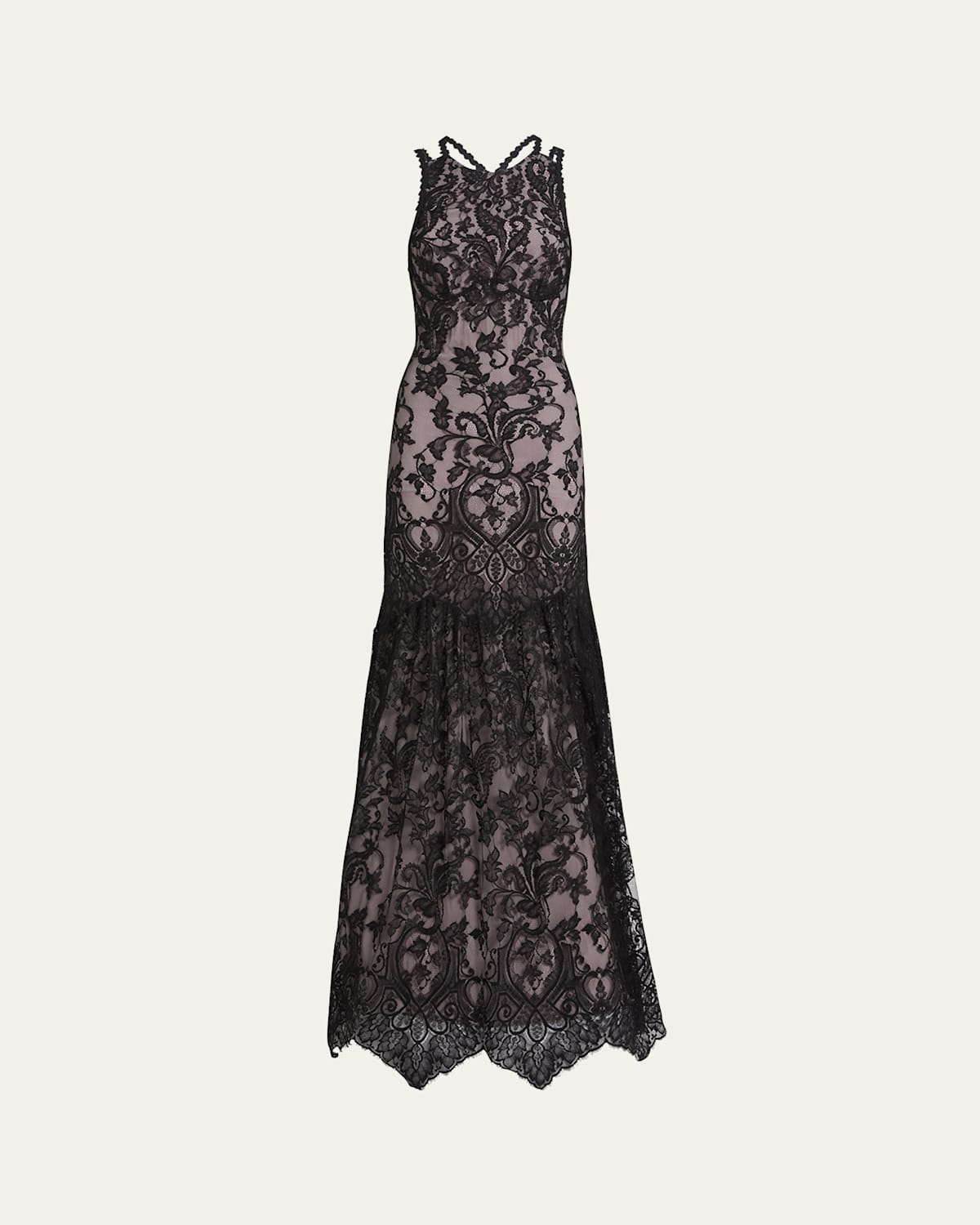 Strappy Lace Trumpet Gown