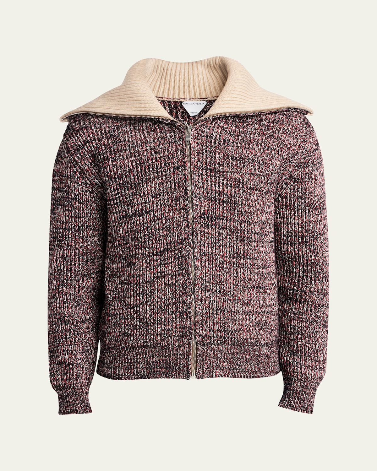 Men's Melange Sailor Collar Zip Sweater