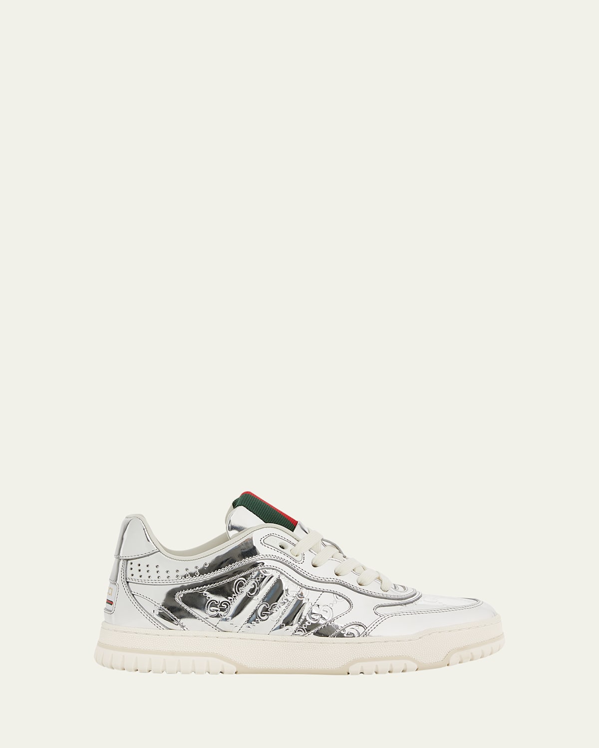 GUCCI REWEB GG LOW-TOP METALLIC LEATHER SNEAKERS 