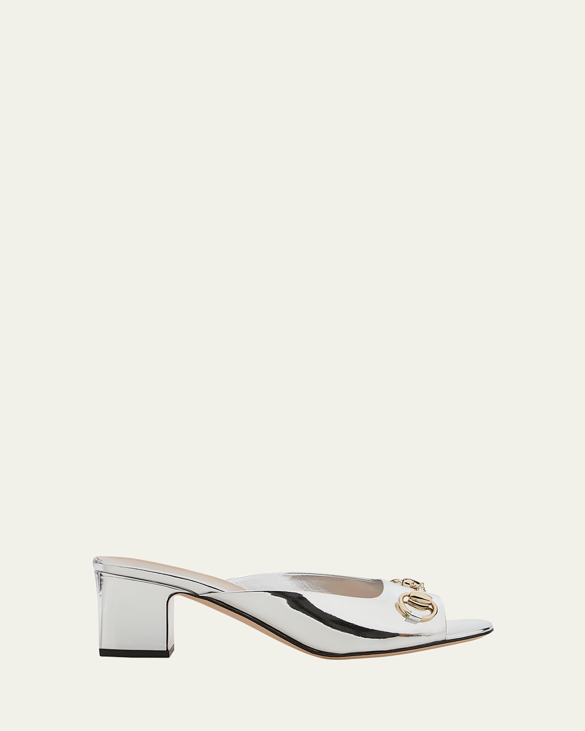 Lady Metallic Horsebit Slide Sandals