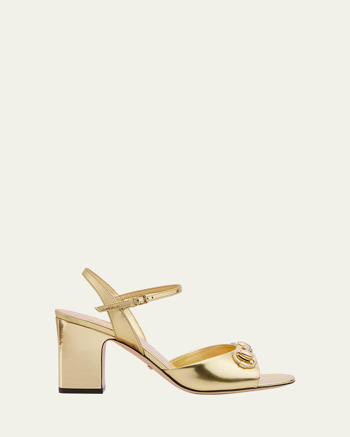Gucci Lady Metallic Horsebit Ankle-Strap Sandals