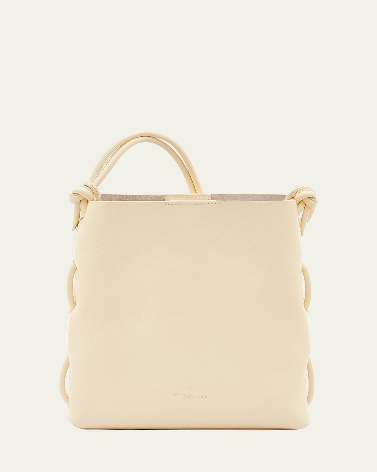 Il Bisonte Snodo Knot Leather Shoulder Bag In White