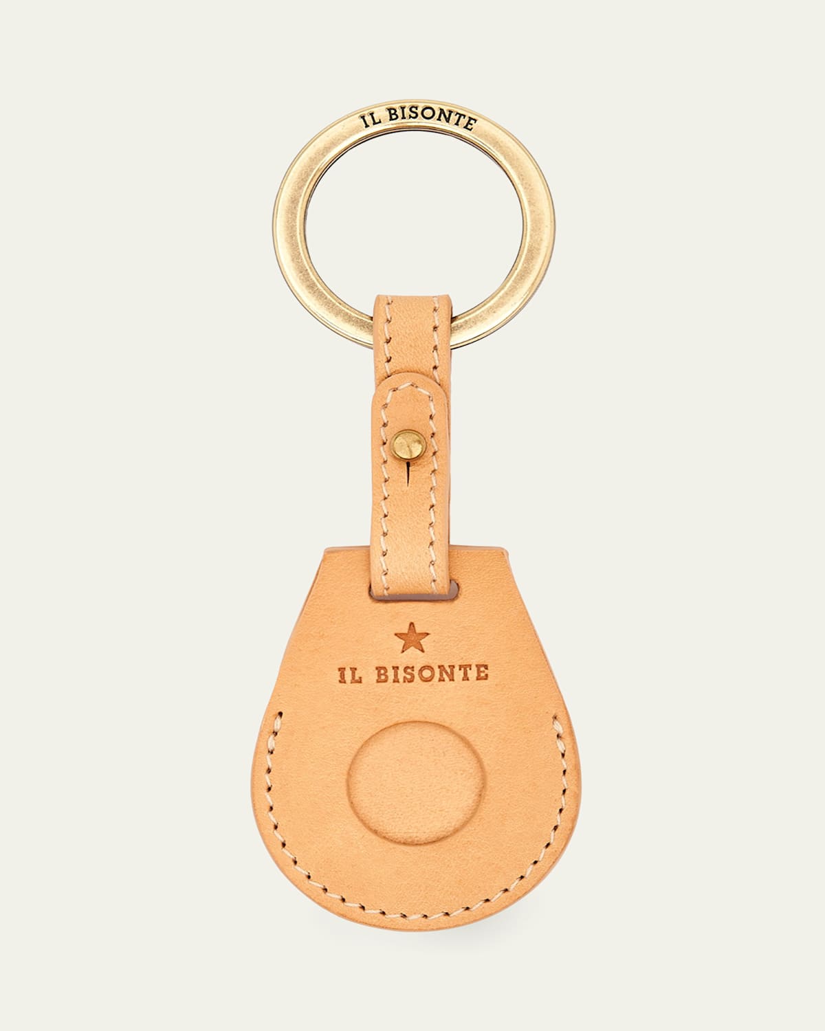 Il Bisonte Airtag Leather Keyring In Brown