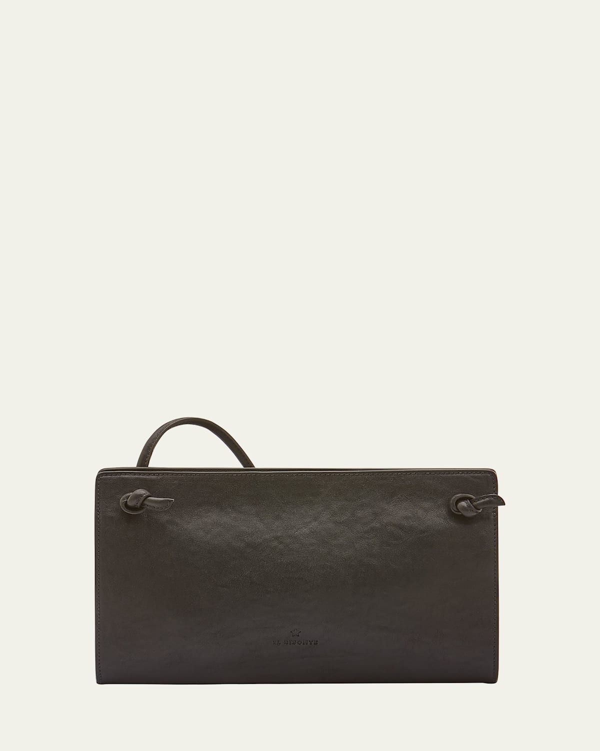 Il Bisonte Snodo Zip Leather Crossbody Bag In Black
