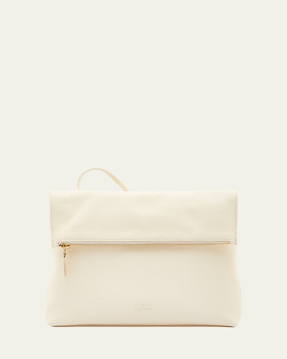 Il Bisonte Anna Fold-over Flap Leather Crossbody Bag In White