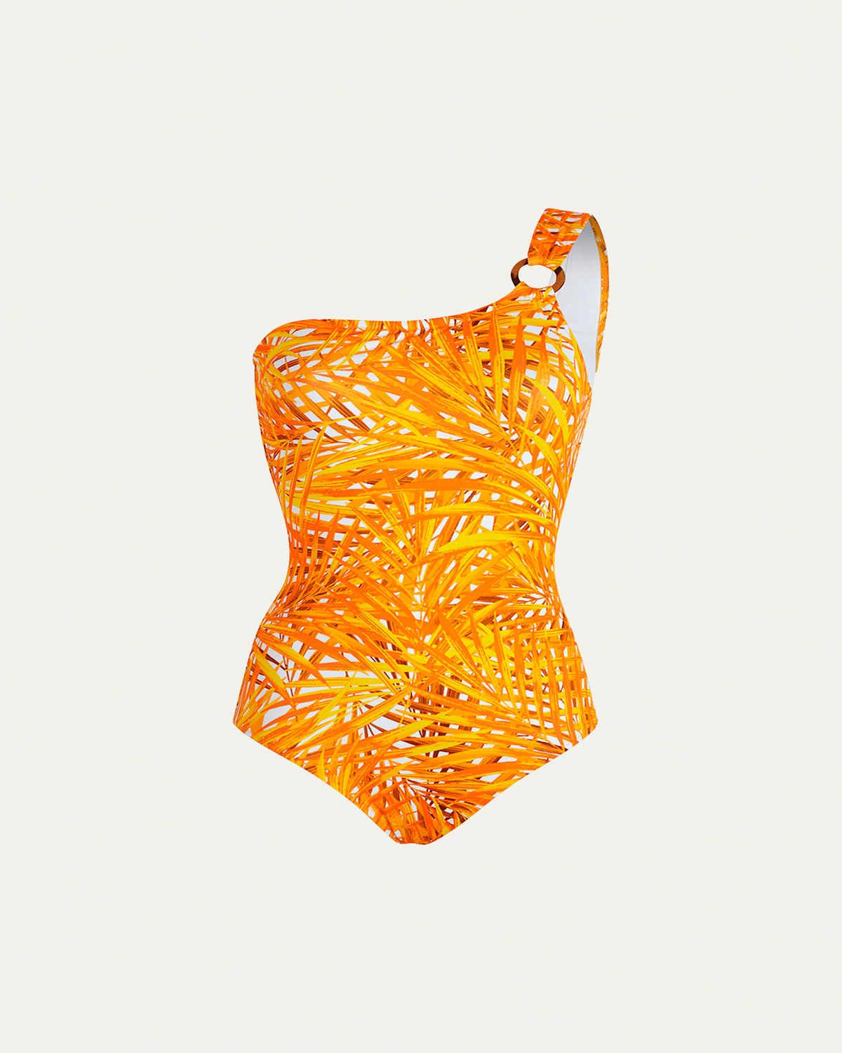 Shop Vilebrequin Palm Leaves Jersey One-piece Swimsuit In Mangue