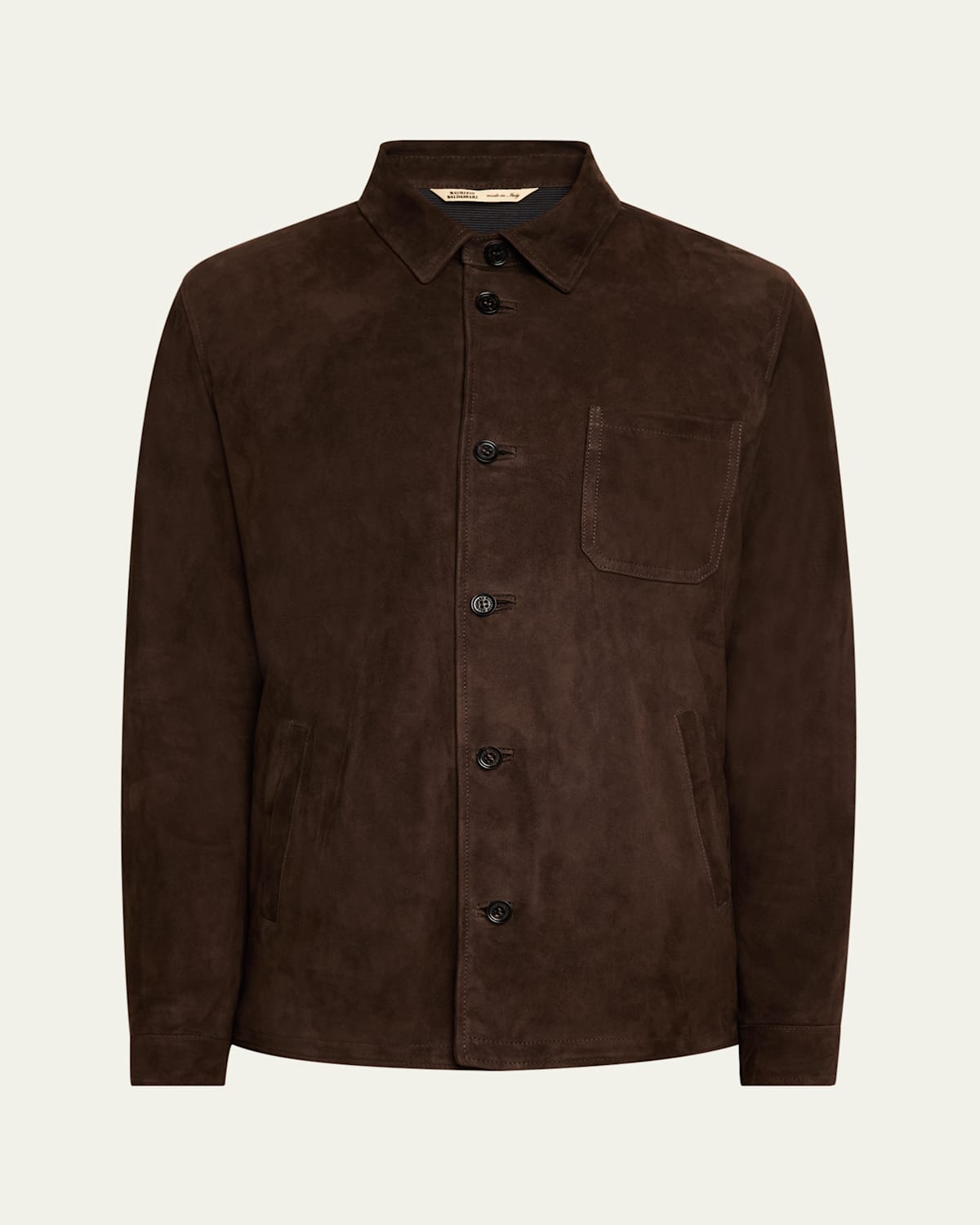 Men's Suede Button-Front Overshirt