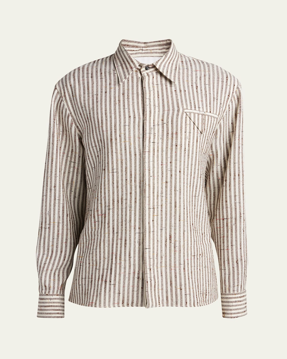 Bottega Veneta Flecked Stripe Button-up Shirt In Chalk Wht