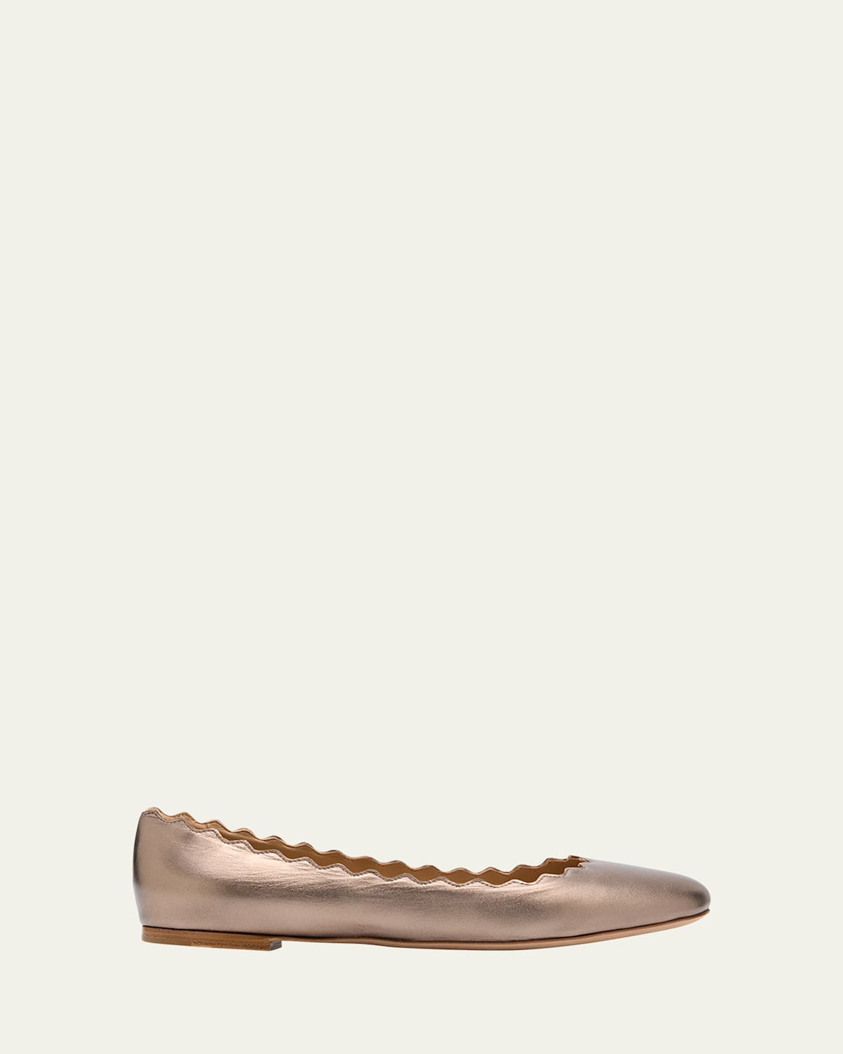 Lauren Scalloped Metallic Leather Ballerina Flats