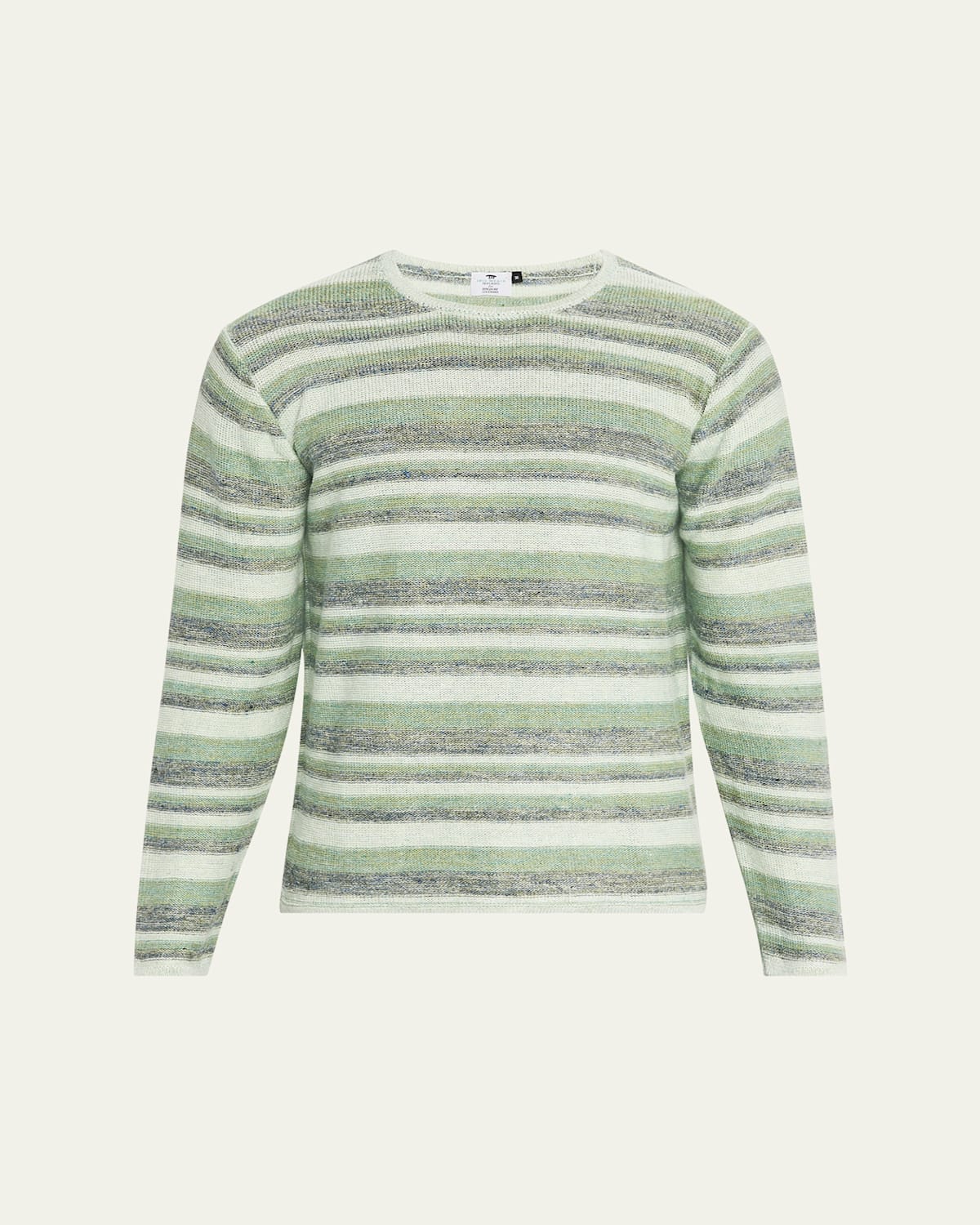 Men's Linen Multi-Stripe Crewneck Sweater
