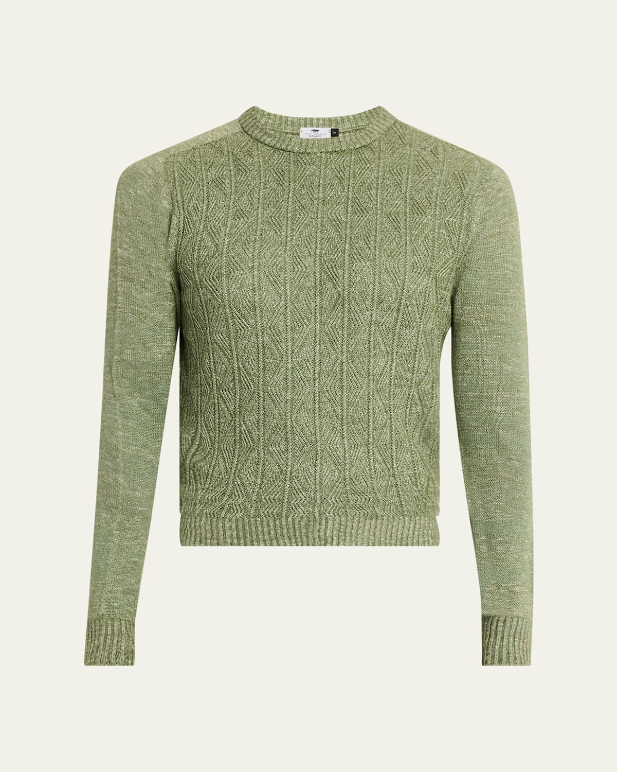 Men's Cashmere, Linen and Silk Cable Crewneck Sweater
