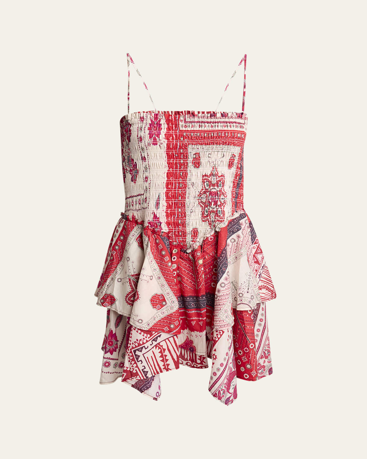 Anka Bandana Smocked Mini Dress