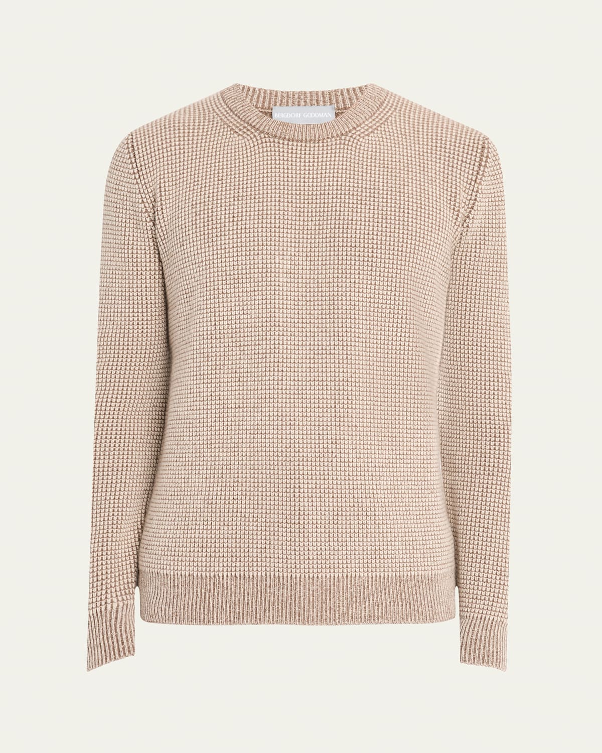 Bergdorf Goodman Men's Cashmere Novelty Knit Crewneck Sweater In Browntaupe