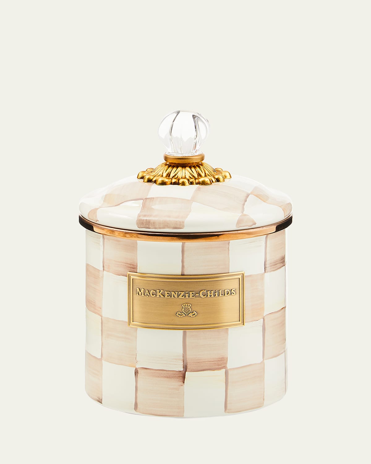 Mackenzie-childs Mackenzie Childs Rosy Check Enameled Steel Small Canister