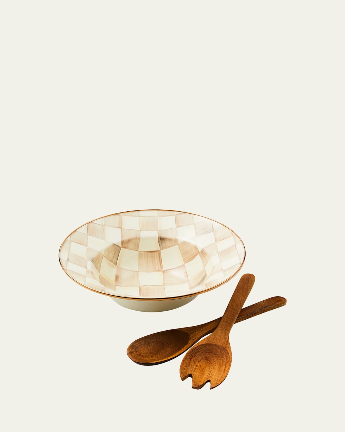 Mackenzie-childs Mocha Check Salad Serving Set