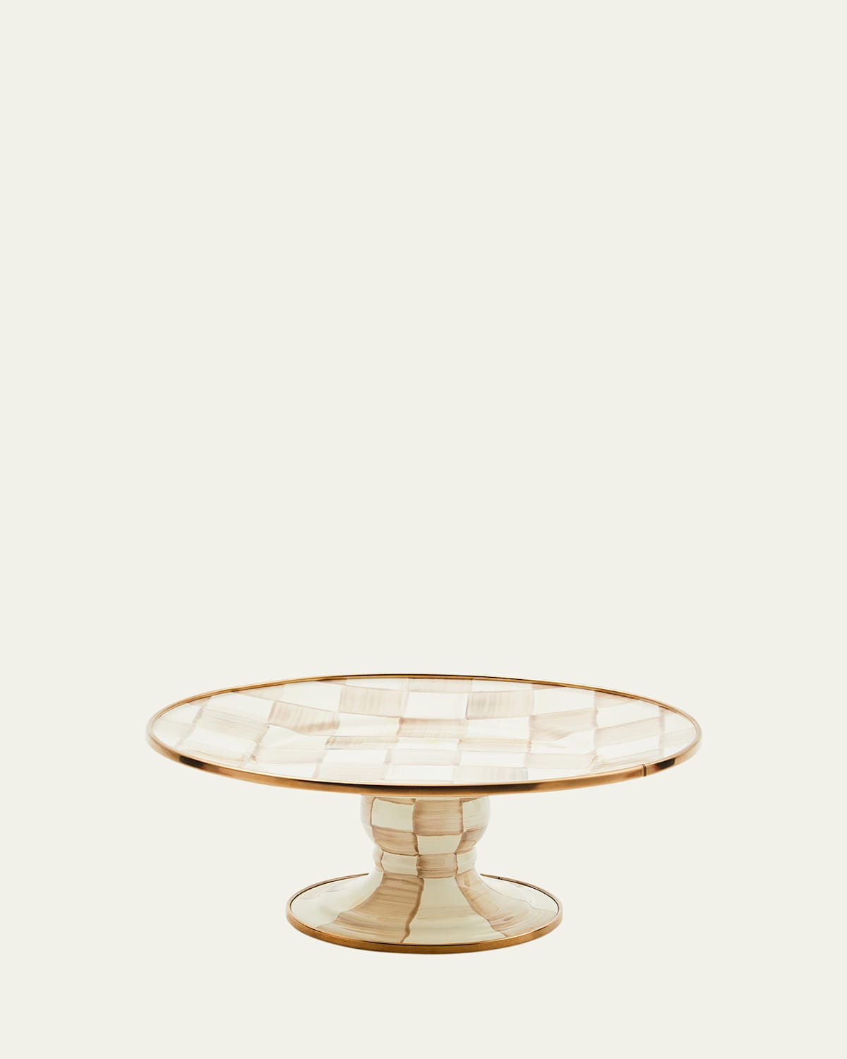 Mackenzie-childs Mocha Check Mini Pedestal Platter In Noclr