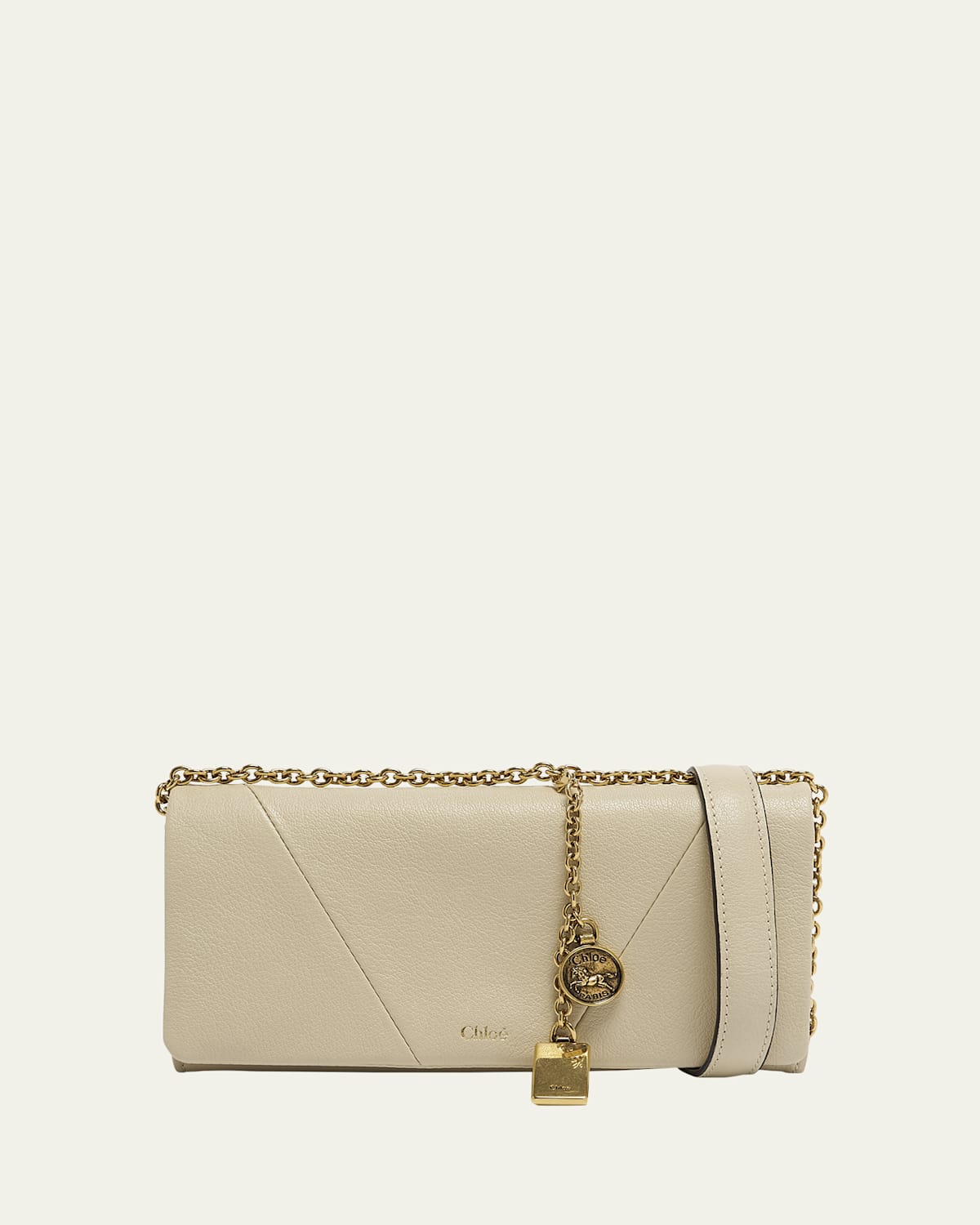 Chloé Foulard Flap Crossbody Bag In Buffalo Leather In Vegetal Beige