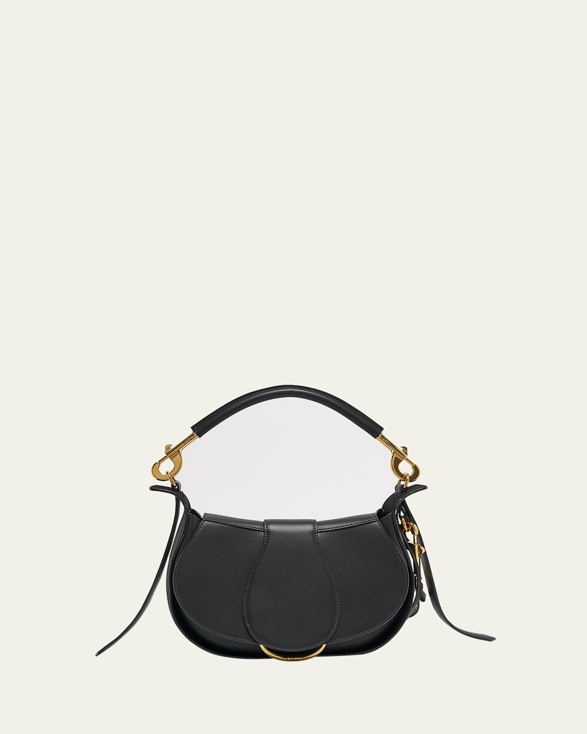 Shop Chloé Ride Flap Shoulder Bag In Smooth Calfskin In Black