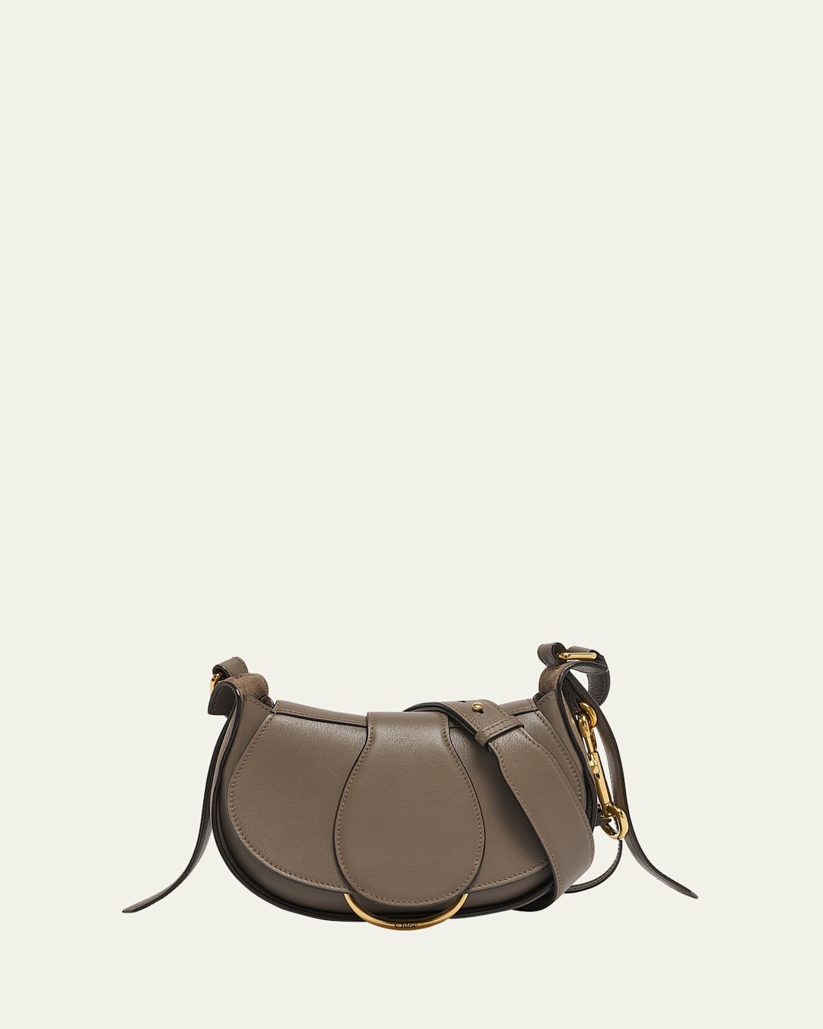 Chloé Ride Small Flap Crossbody Bag In Calfskin In Flannel Grey