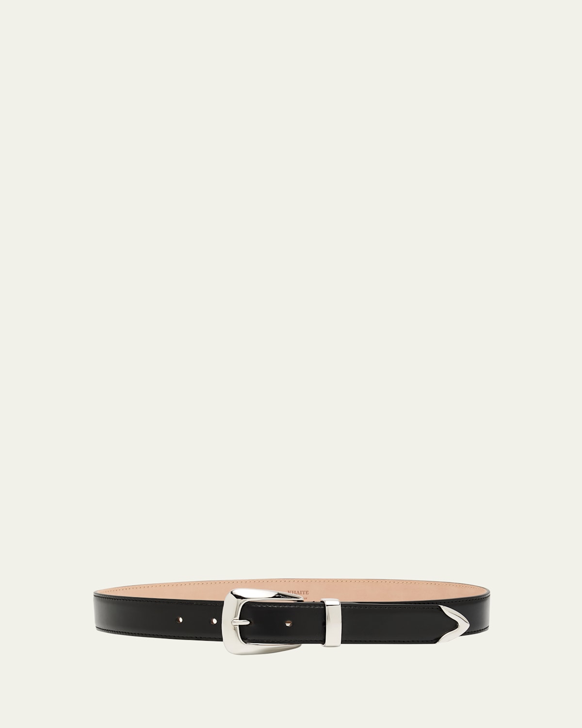 Khaite Benny Silvertone Buckle Leather Belt In Black