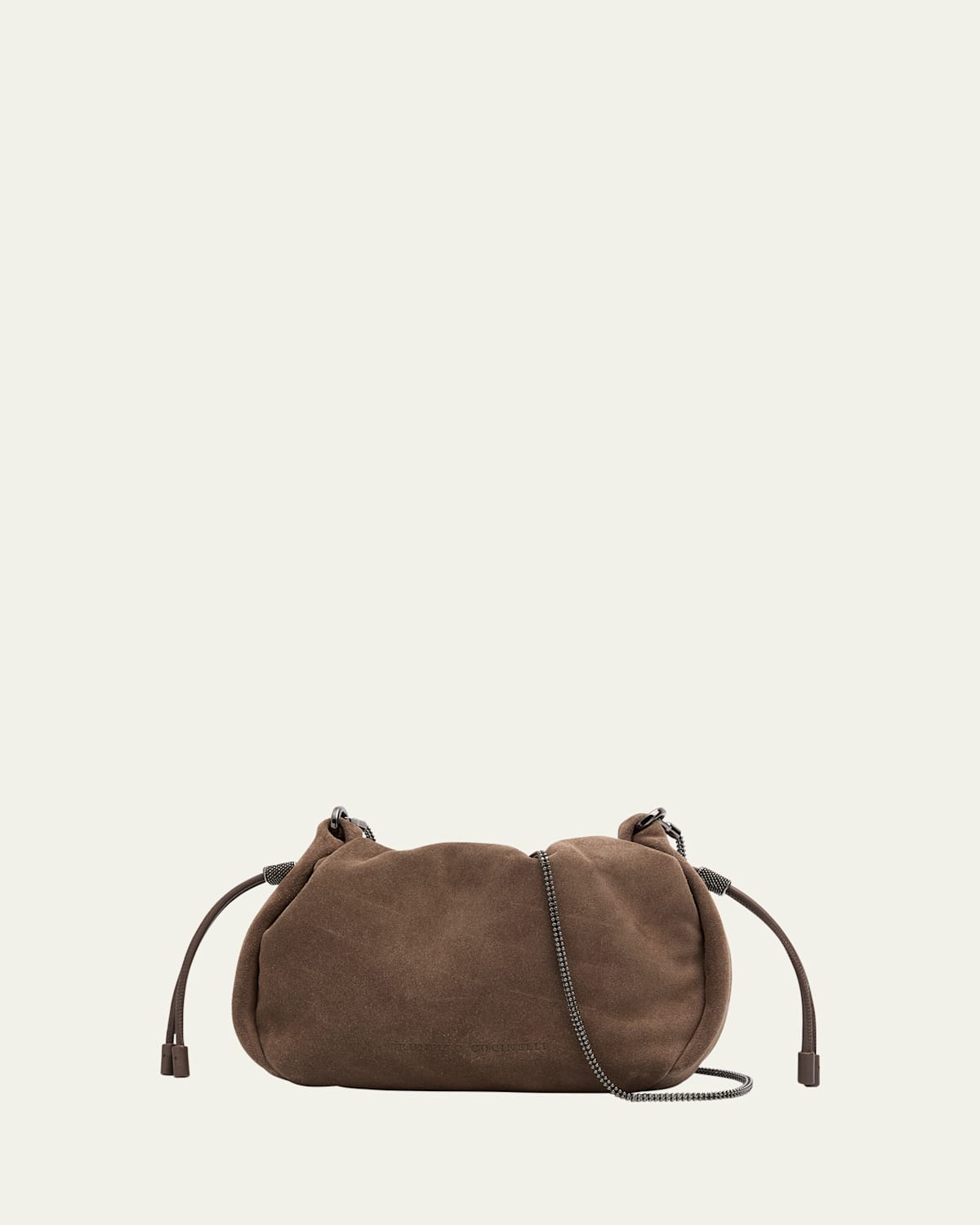 BRUNELLO CUCINELLI SMALL DRAWSTRING SUEDE CROSSBODY BAG 