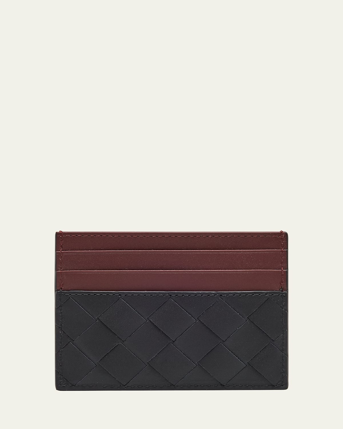 Men's Intrecciato Bicolor Leather Card Holder