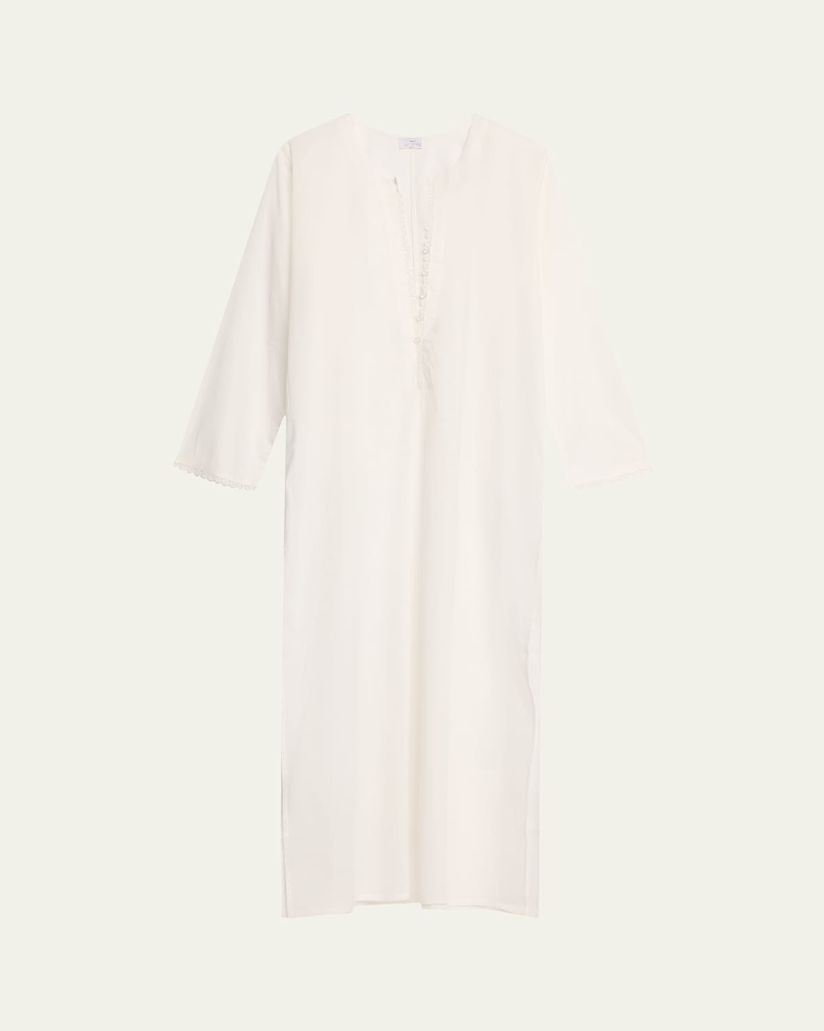 POUR LES FEMMES VALENTINA LACE-TRIM COTTON MAXI KAFTAN 