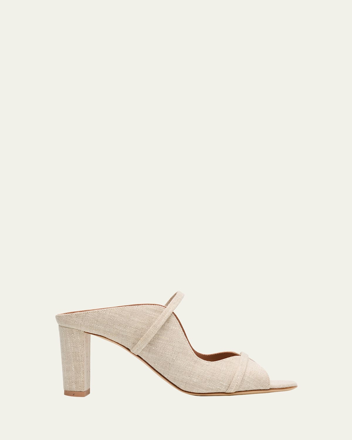 Shop Malone Souliers Norah Linen Two-band Slide Sandals In Beige Beige