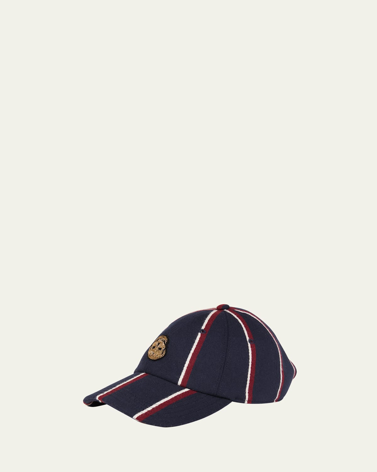 Alexander Mcqueen College Striped Baseball Cap In Navy Bordeaux