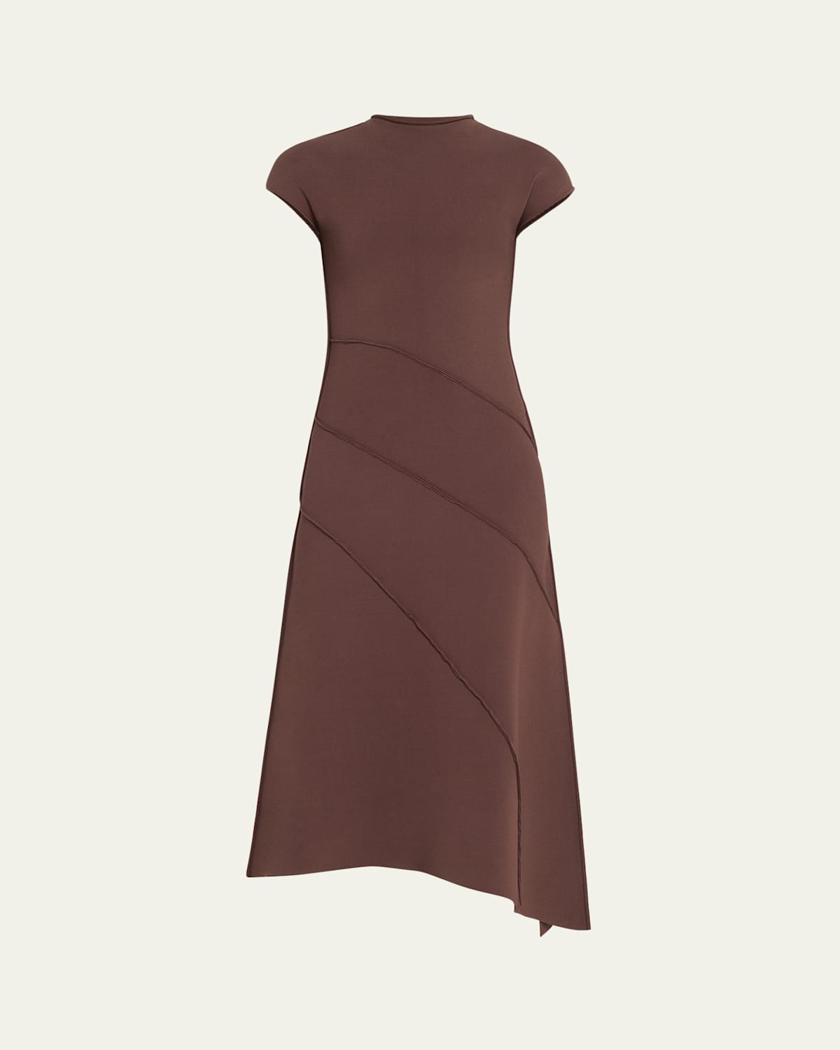 Asymmetrical Seamed Knit Midi Dress