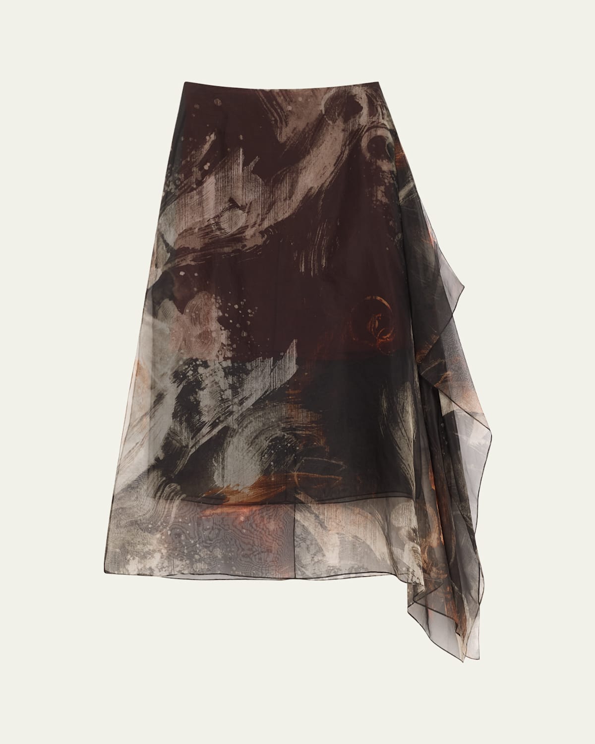 JASON WU COLLECTION BRUSHSTROKE PRINT SILK ORGANZA SKIRT 