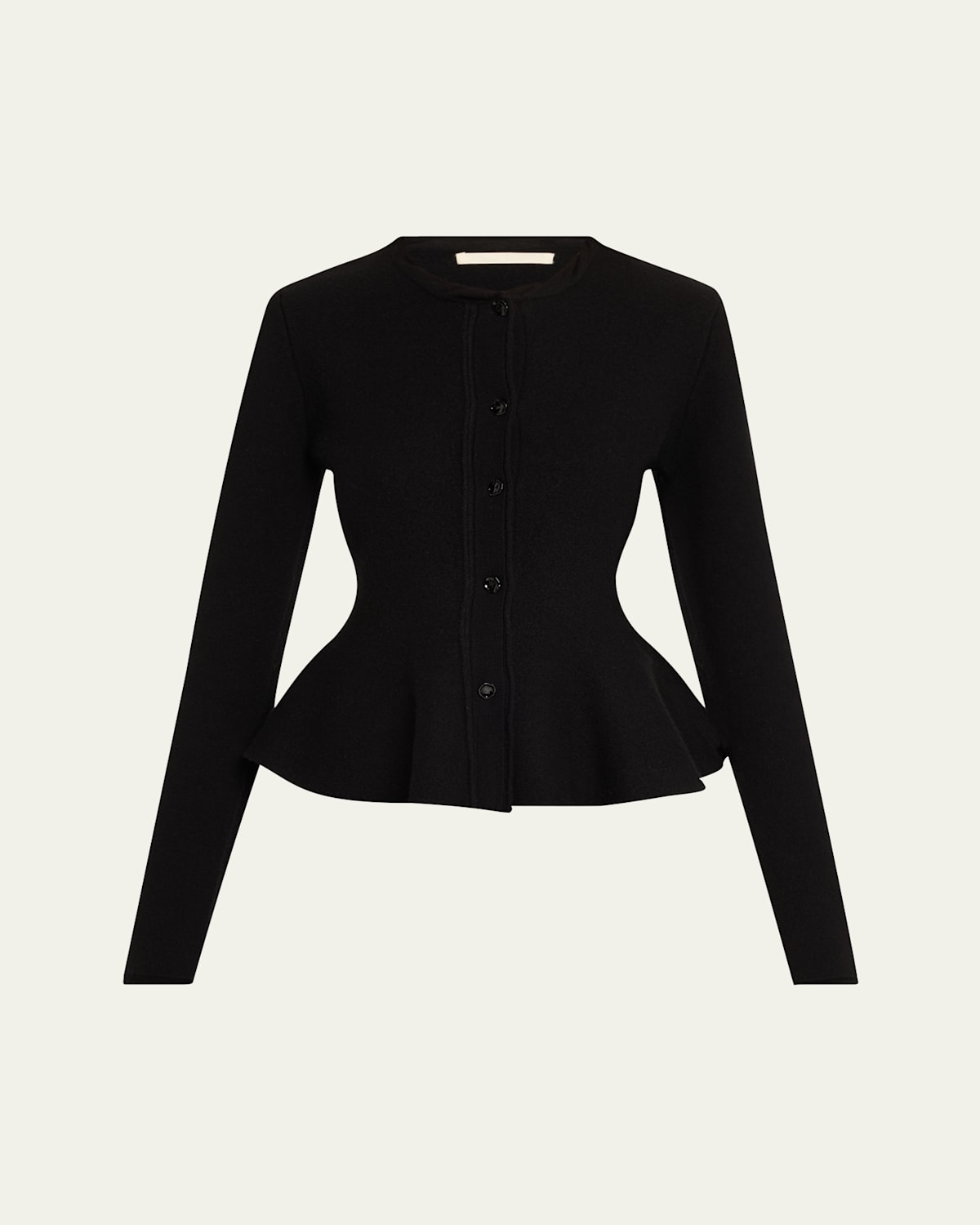 Boiled Wool Peplum Cardigan