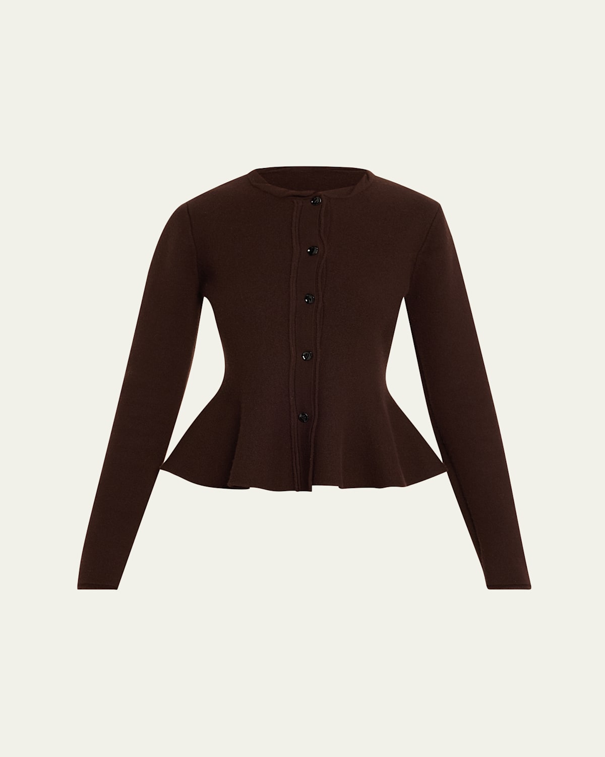 Boiled Wool Peplum Cardigan